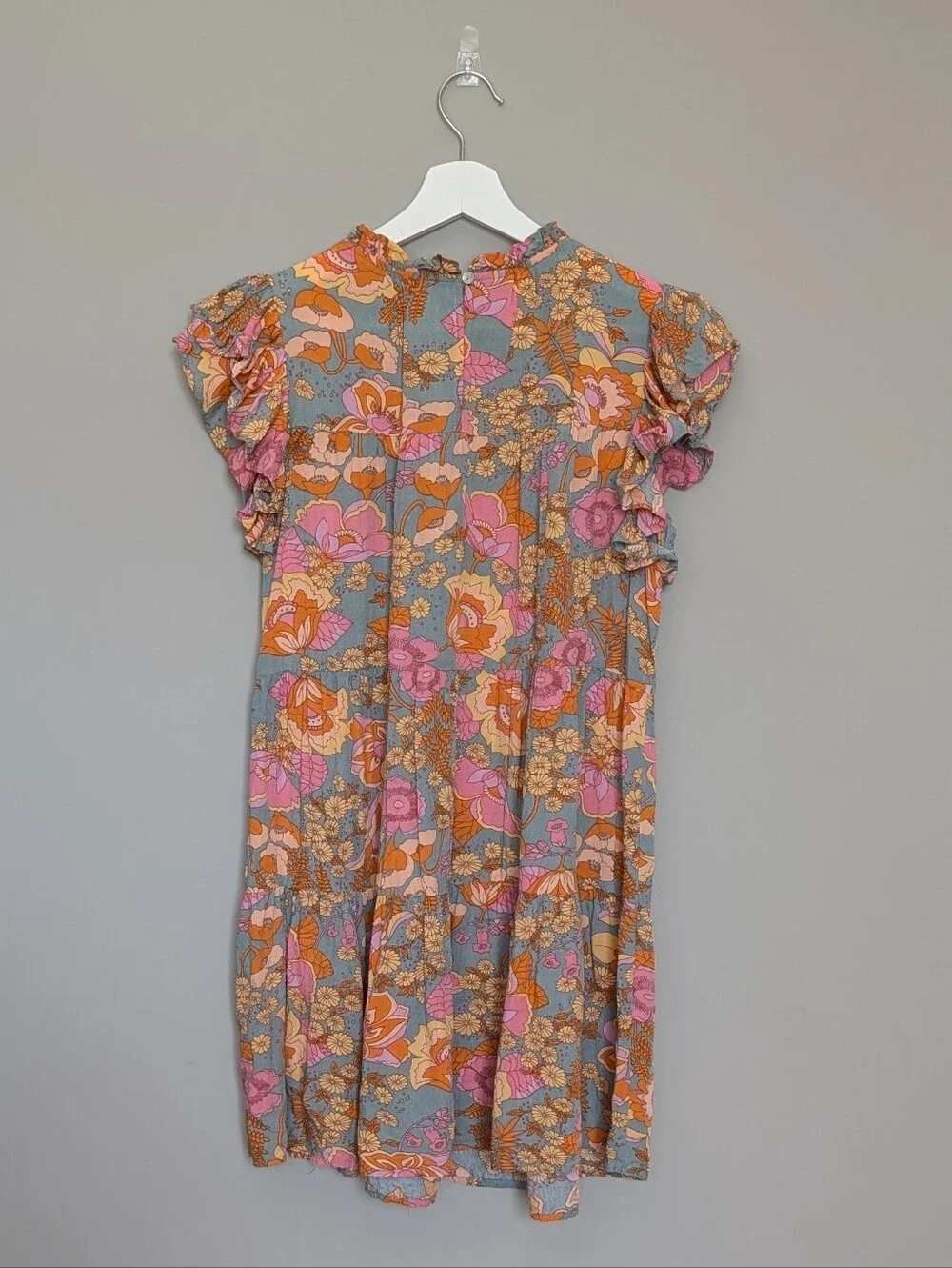 Jodifl Floral Ruffle Sleeve Tiered Mini Dress Size Small